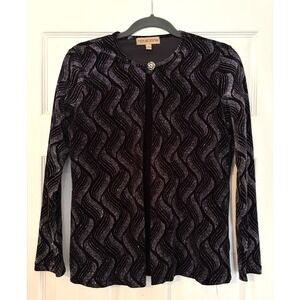 Vintage Notations Womens blouse Sz Small Black Velvet Cami Black Sparkle jacket